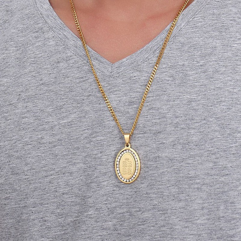 4 Qul Gold Plated Oval Necklace