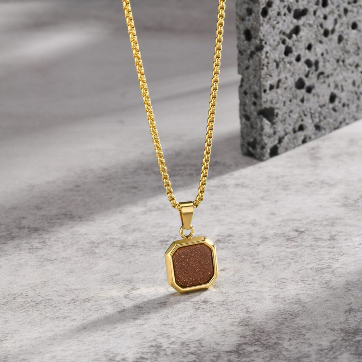 Silver Noir Stone Pendant