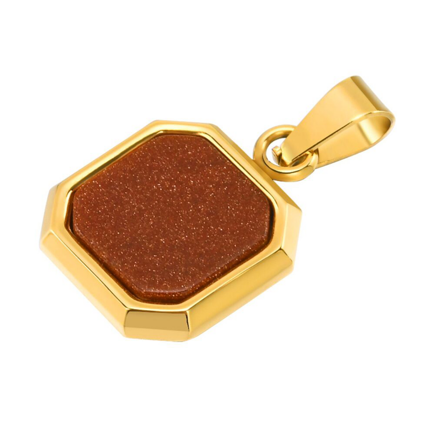 Gold Cocoa Stone Pendant