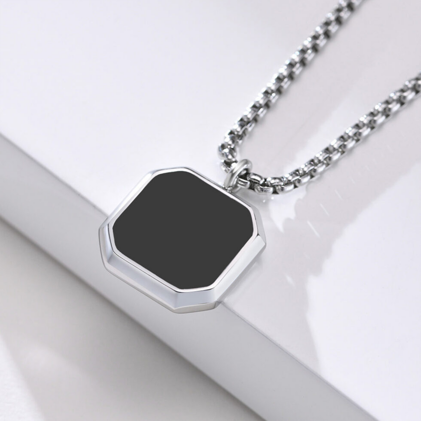 Silver Noir Stone Pendant