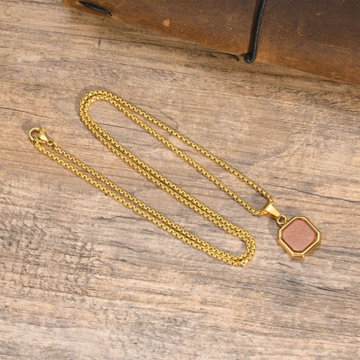 Gold Cocoa Stone Pendant
