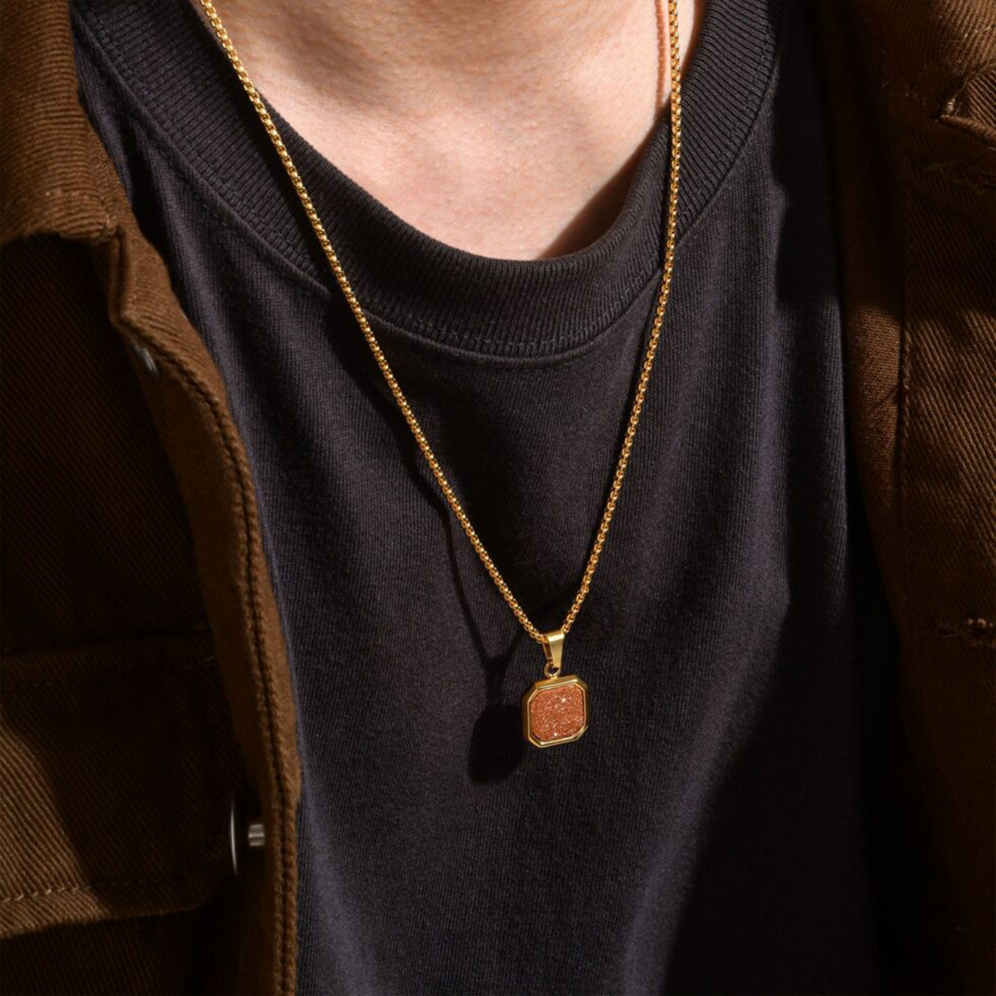 Gold Cocoa Stone Pendant