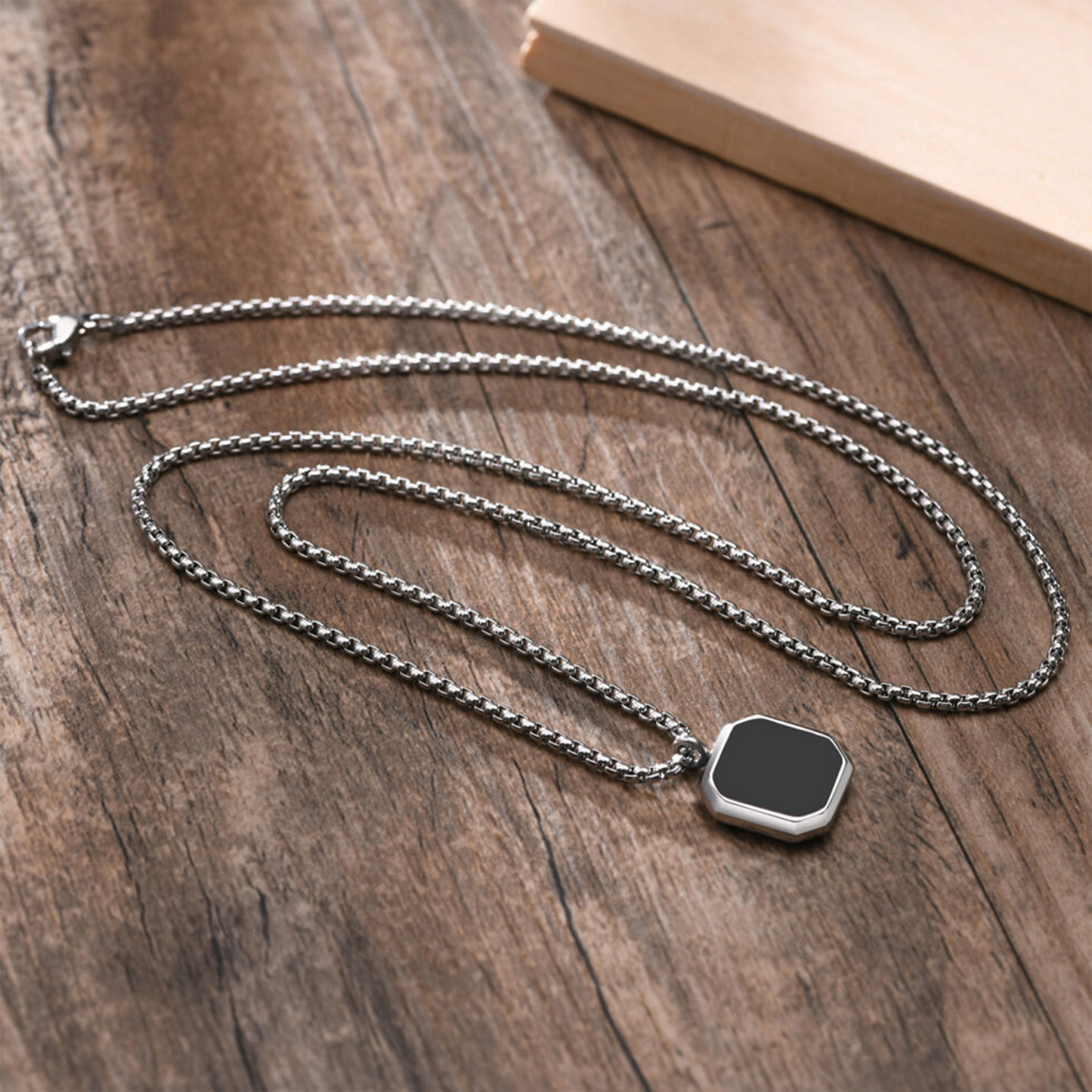 Silver Noir Stone Pendant