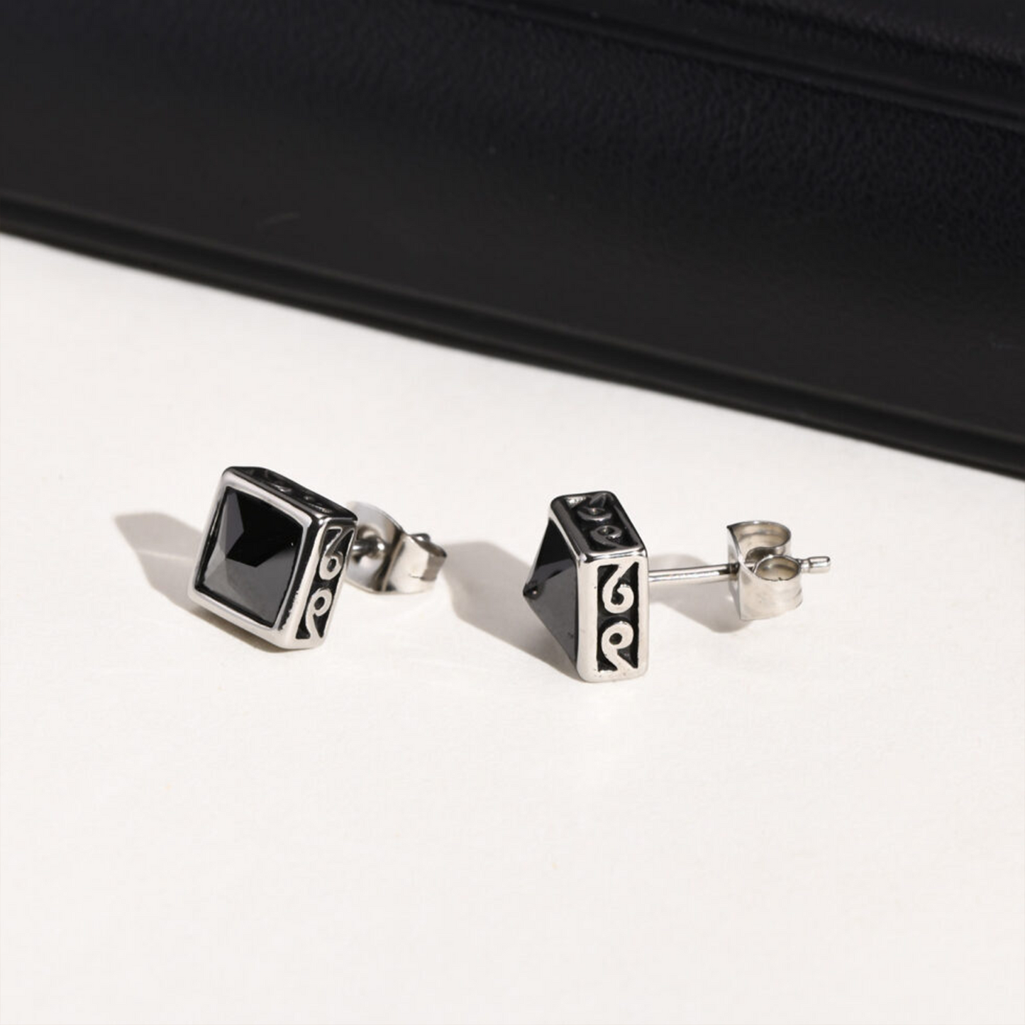 Shadowed Edge Stud Earrings