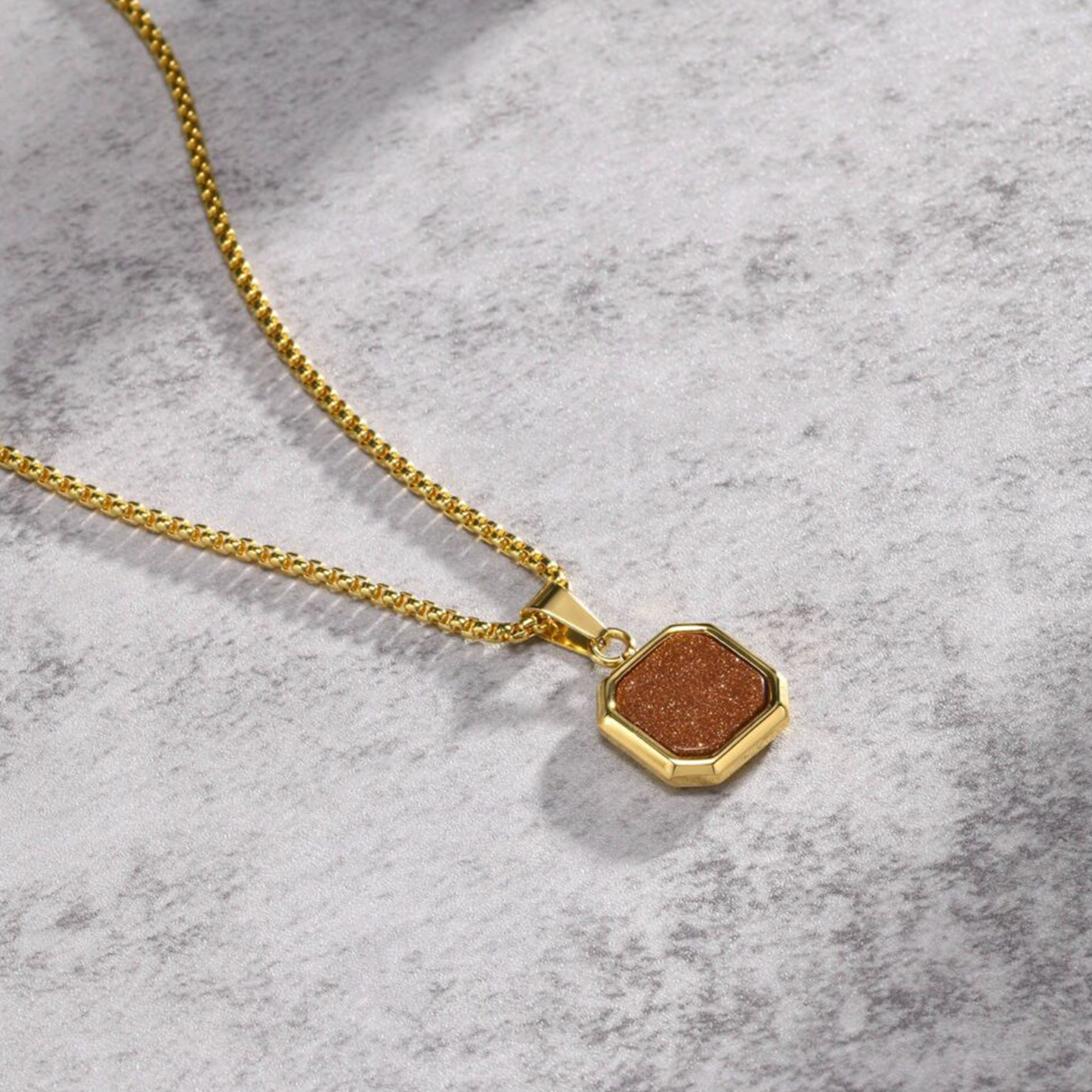Gold Cocoa Stone Pendant