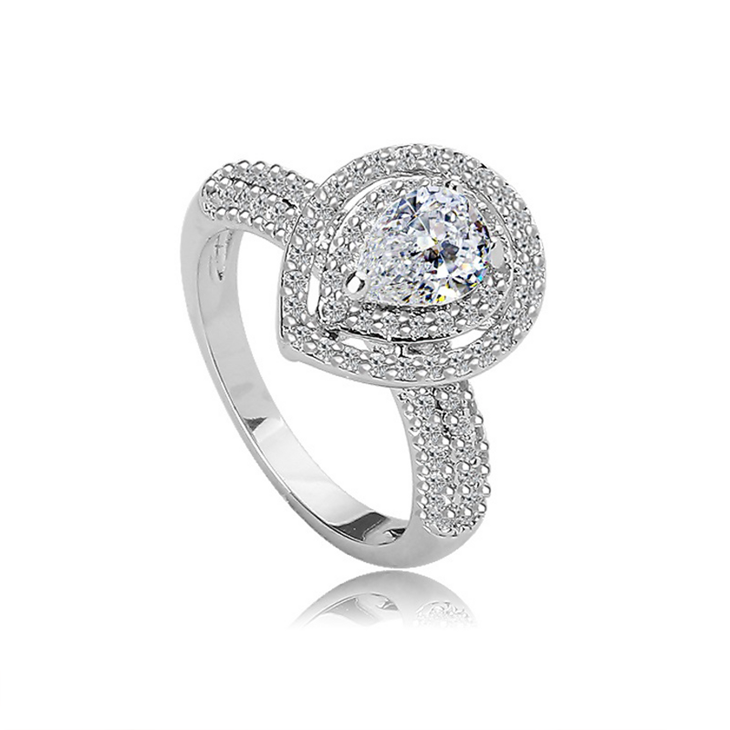 Glowing White Pear Ring