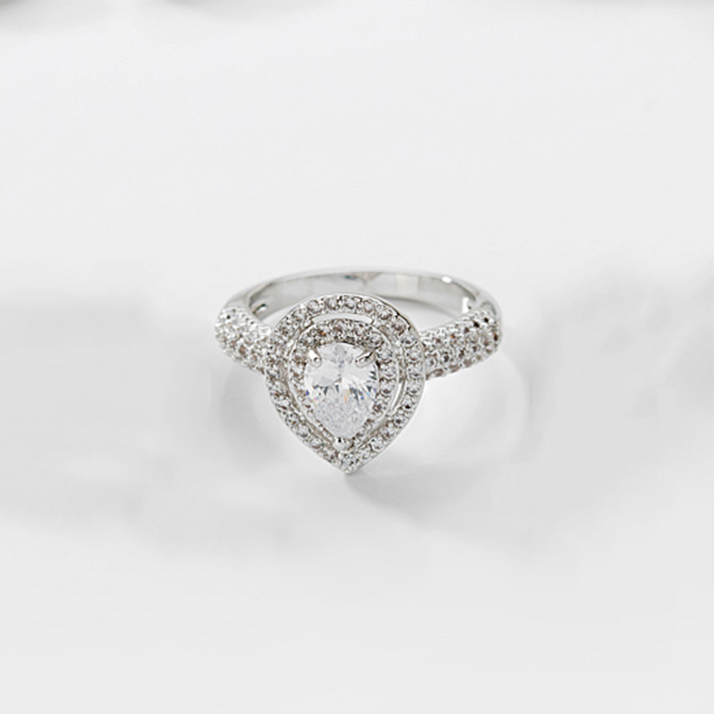 Glowing White Pear Ring