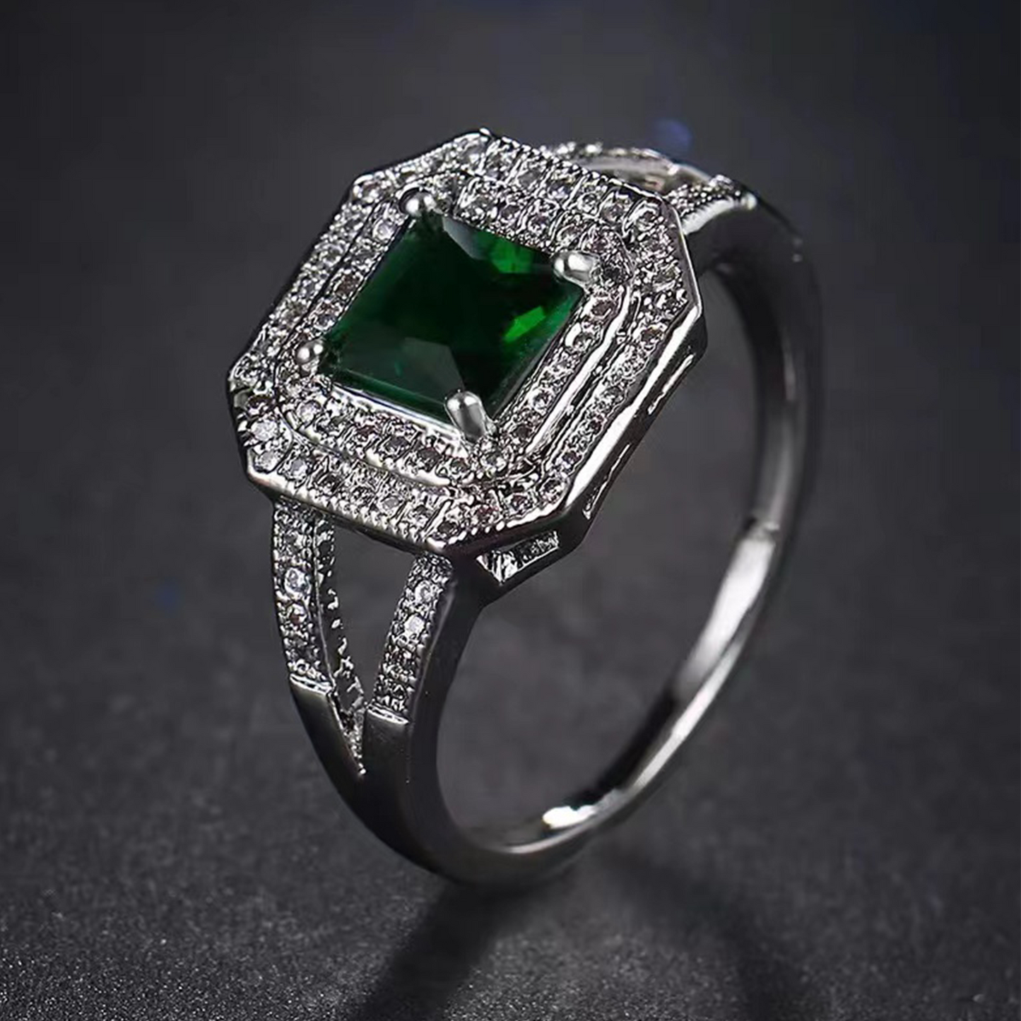 Square Crown Verdant Ring