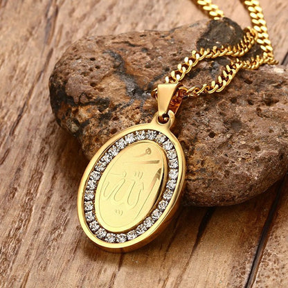 Allah Gold Plated Oval Necklace